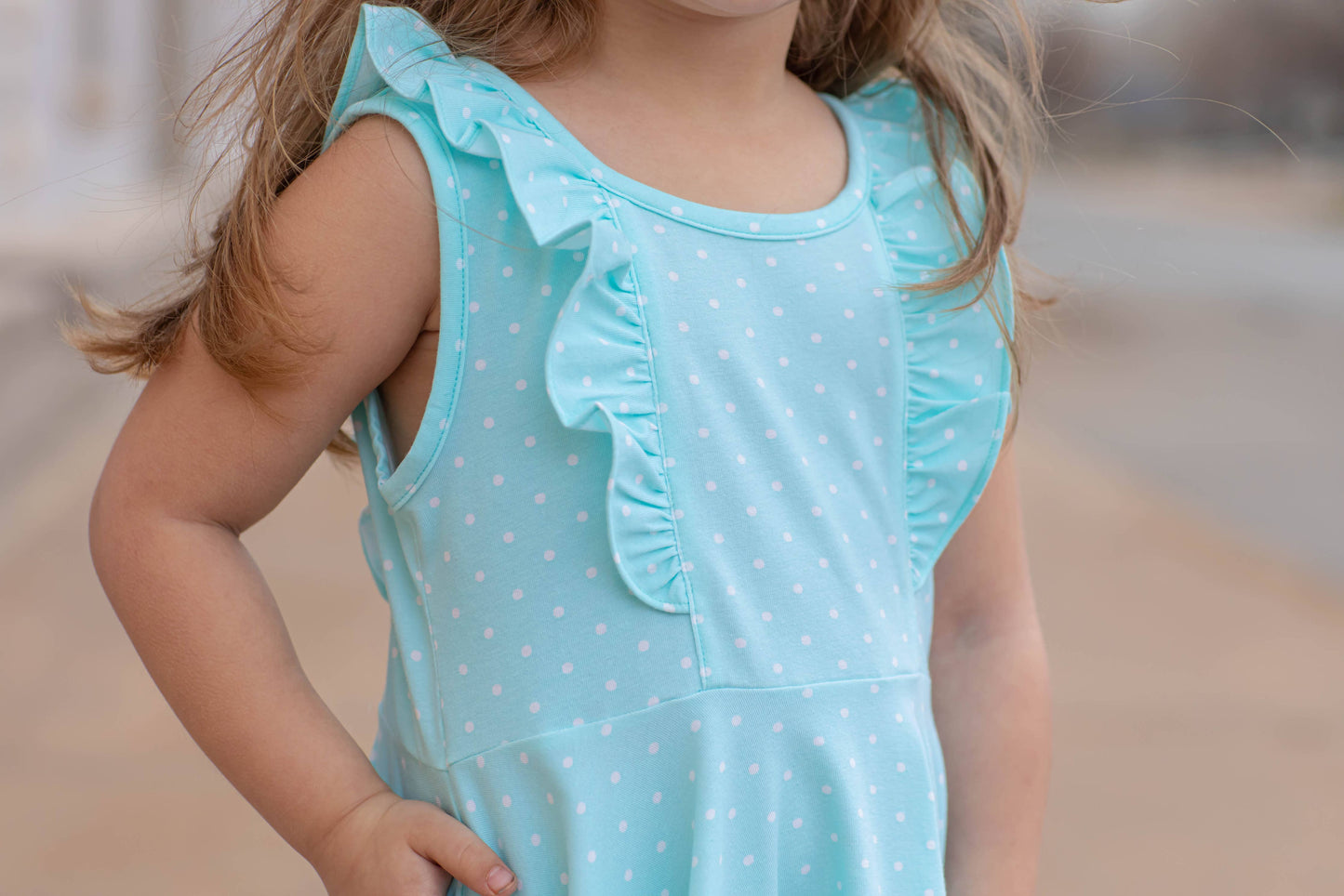 Girl's Aqua Dot Dress